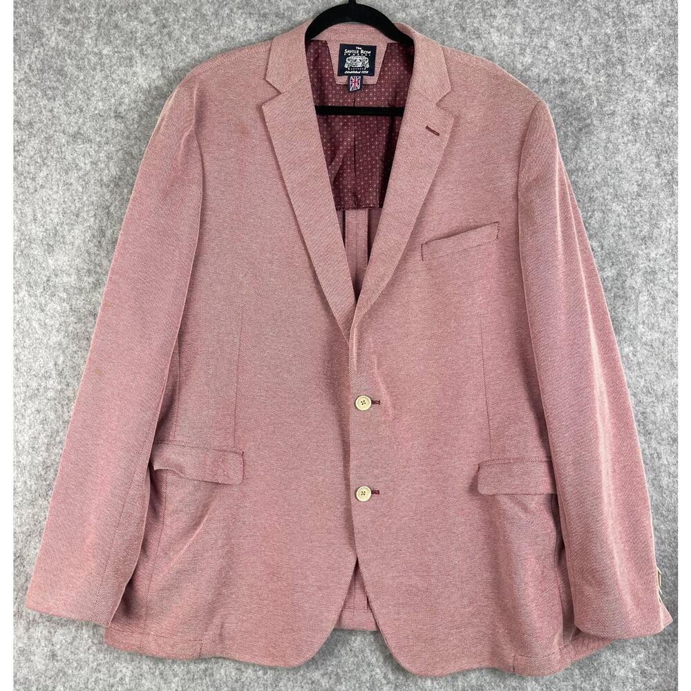 Savile Row Holkham Blazer Sport Coat Mens 50L Red 2 Button Unstructured Career